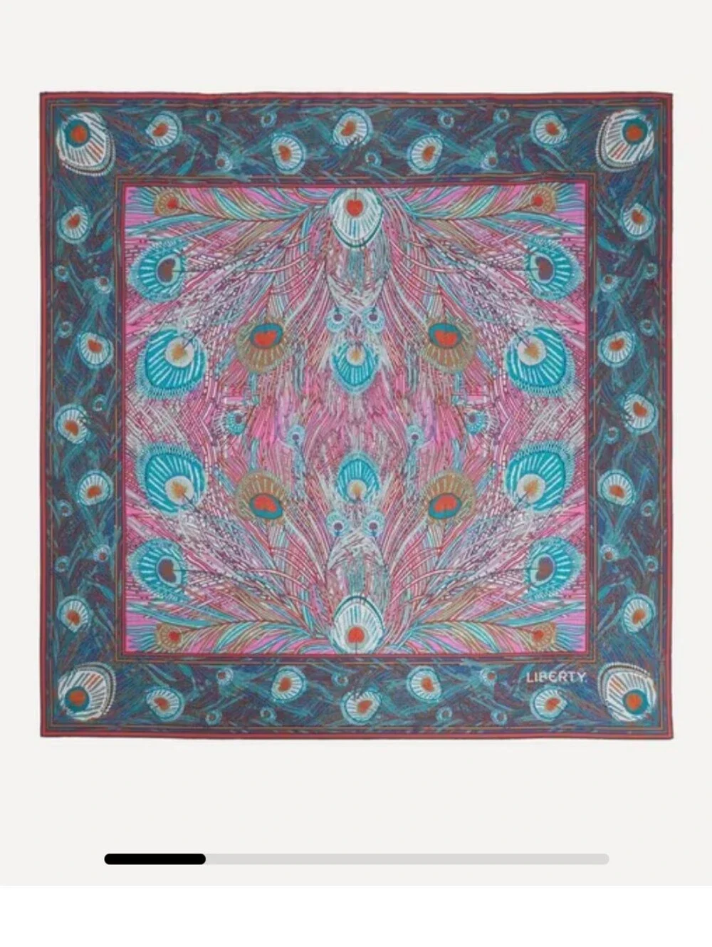 Liberty Of London Vibrant Peacock Feather Print Silk Scarf - Pink & Teal
